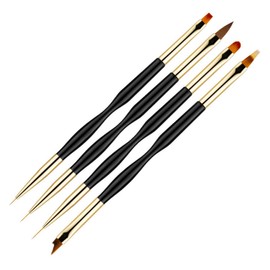 Baluue 4pcs Double-ended Nail Art Pen Set Professional Black Brush Kit for Fine Drawing and Manicure for Designs and Detailing