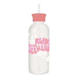 Studio Oh! New Aesthetic Glass Water Bottle with Straw & Silicone Coating 25oz, Reusable, Cute & Eco Friendly, Shatter-Resistant, Ready for the Weekend Design