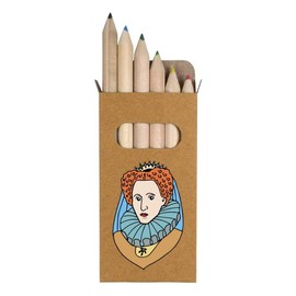 Azeeda 6 x 'Queen Elizabeth I' Short 85mm Pencils/Coloured Pencil Set (PE00052902)