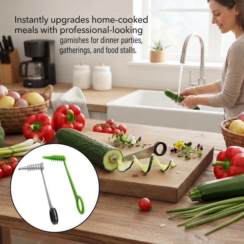 2 Pcs Spiral Cutter,Potato Spiral Cutter,Manual Fruit Spiralizer Vegetable Slicer