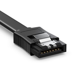 deleyCON 6 x 50 cm SATA 3 Cable in Set SATA III Data Cable - HDD SSD Connection Cable Metal Clip 6 GBit/s - 2 Straight L-Type Plugs - Black