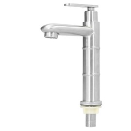 Bamboo Shape Stainless Steel Basin Faucet Cold Water Sink Faucet Water Saving Tap for Bathroom
