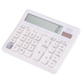PATIKIL Desk Calculator, Solar Battery Dual Powered 12 Digit Large LED Display Standard Function Electronic Large Computer Keys Button Calculator for Home Office Desktop, White