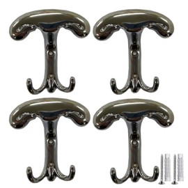 parpyon Wall Hooks, 4 Hooks for Wall, Entrance, Robe, Towel Rack, Bathroom Holder, Towel Rack, Items, Home Decor (Chrome)