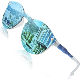 Gqueen Futuristic Sunglasses, for Women / Men, Mirrored, Frameless UV400 MEO5 - Blue blue, size: m