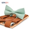 Qenidm Bow Tie with Suspenders Set, Sage, X-Small