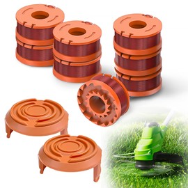Pack of 8 Grass Trimmer Thread Spools, Grass Trimmer Spool for Grass Trimmer, Thread Spool, Durable Replacement Thread Spools with 2 Spool Covers, for All 20 V Worx Grass Trimmers (8 Pieces)