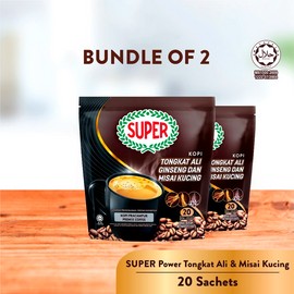 super 2 Packs New 20 Sticks  Super Power 6-In-1 TA with Ginseng Instant Coffee for Men