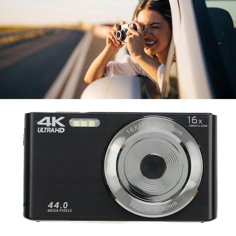 Digital Zoom Camera with 16x Powerful Zoom, 4K 44MP Full