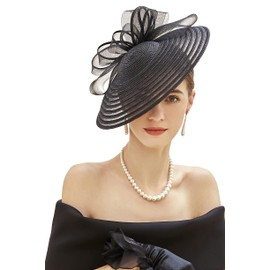 BABEYOND Derby Hats for Women - Fascinators Tea Party Hats Headband Wide Brim Fascinator Wedding Cocktail Feathers