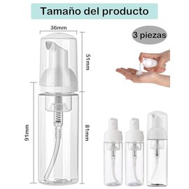 3 Dispensador de Jabon Espuma, Dispensador Jabon Espuma para Viajes, Uso Diario y Belleza, Botellas de Espuma de 60 ml, Ideal para Viajeros Frecuentes y Familias, Fácil Relleno Y Transporte