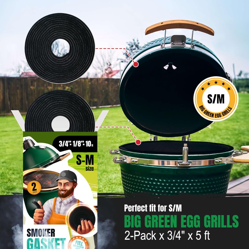 Big Green Egg Gasket Replacement S-M - 2-Pack x 5