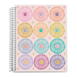 Erin Condren Modern Geometric Coiled Notebook, 7x9 Lined, Platinum Coil