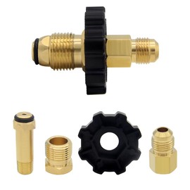 Hooshing Soft Nose POL Propane Gas Fitting LP Tank Adapter Plug Valve Full Flow with 1/4" NPT Male includes Adapter for 3/8" Male Flare Solid Brass Connector