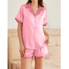 Ekouaer Womens Silk Satin Pajama Set Short Sleeve PJs 2