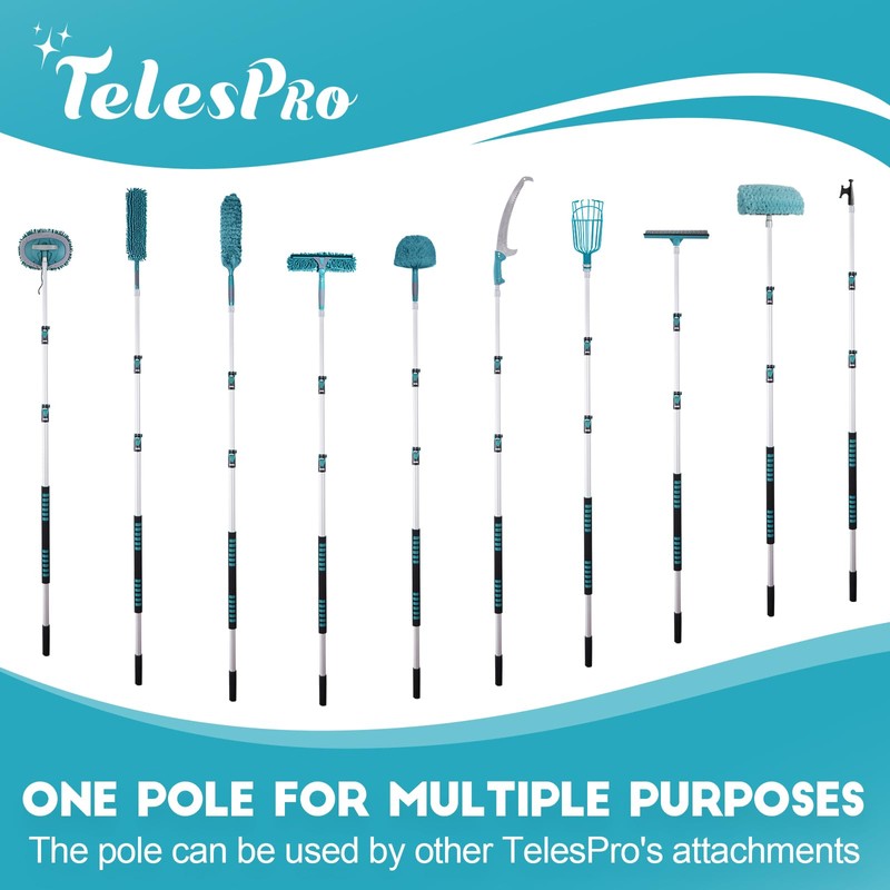TelesPro 20 Feet High Reach Window Squeegee with 5-12Ft Extension