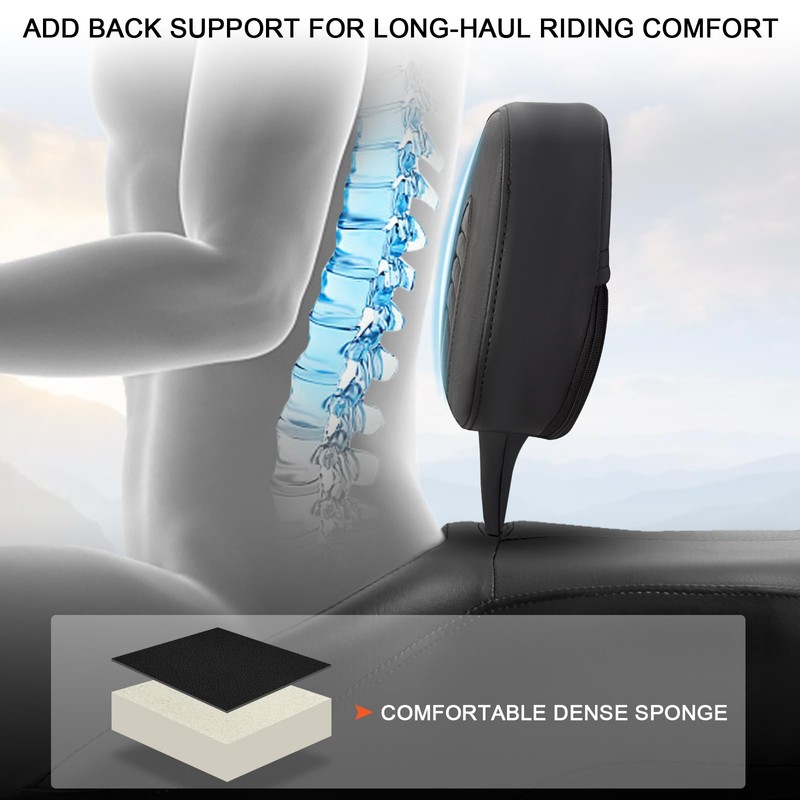 FOVPLUE Adjustable Rider Backrest,Detachable Plug-in Driver Backrest Pad w/Mounting Kit