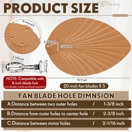 Sintuff 5 Pcs 20" Ceiling Fan Blades Replacement for 52" Ceiling Fan Brown
