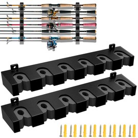 KGGZKG 1 Pair Rod Holder Wall Horizontal Fishing Rod Holder Wall Fishing Rod Wall Mount Rod Stand Fishing Rod Stands Storage of 6 Rods for Garage Wall Ceiling Mounting Boat
