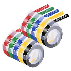 USUPERINK 10 Pack Compatible for Dymo 3D Plastic Embossing White on Red/Green/Blue/Yellow/Black Label Tape Set 12mm 1/2'' x 9.8' for Organizer Xpress,Office Matte II, Magazine Maker,Motex Label Maker