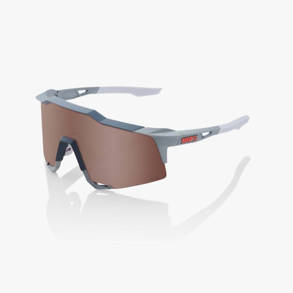 100% Sunglasses SPEEDCRAFT-Soft Tact Stone Grey-HiPER Crimson Silver Mirror Lens