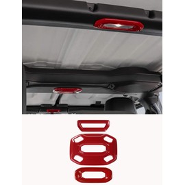 Savadicar Red Interior Accessories - Dome Light Trim Set for 2018-2023 Jeep Wrangler JL JLU 4XE & Gladiator JT - Solid Color Interior Decor Upgrade Option, 3-Piece