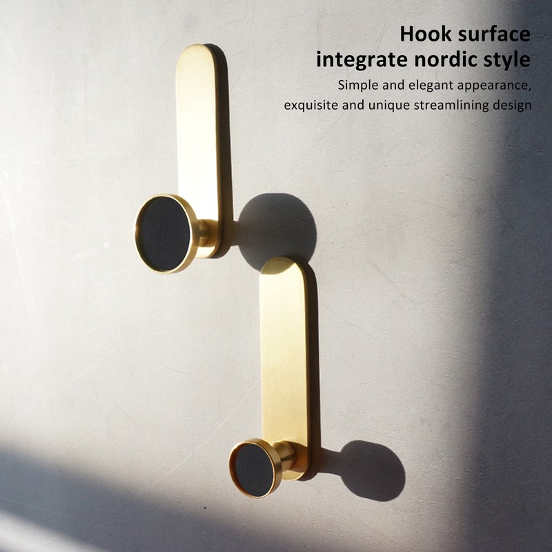 2Pcs Towel Hook Brass Clothes Coat Robe Hanger for Bathroom