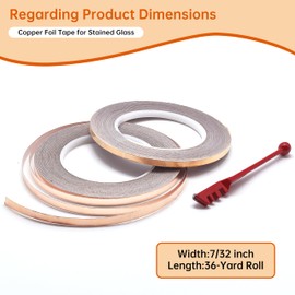 GONGWANTON 7/32 Black Backed Copper foil for Stained Glass Project, DIY Crafts, 2Rolls