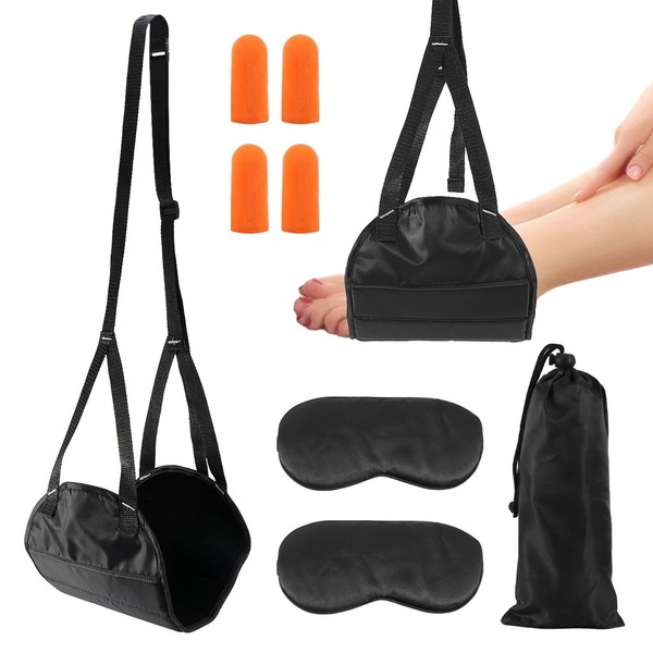 Airplane Foot Hammock, Airplane Footrest with 2 Eye Masks 2
