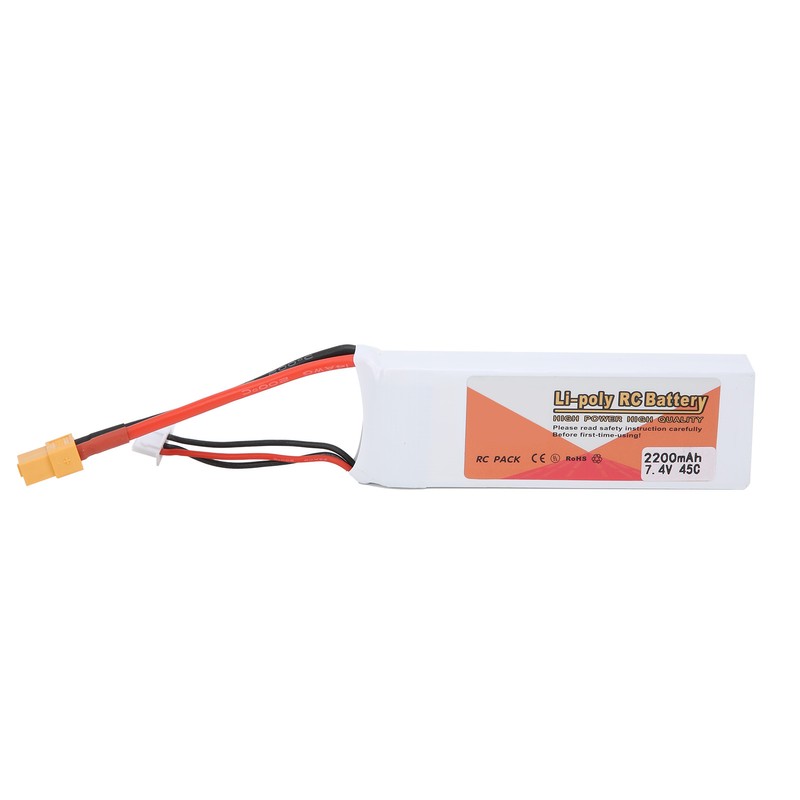 7.4V 2200mAh 2S 45C Lipo Battery Pack with XT60 Plug