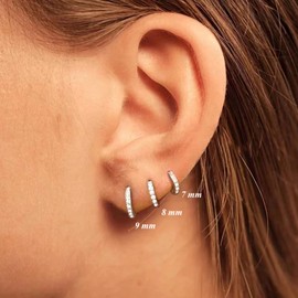 Top Upper Ear Cartilage Earrings Hoops Hinged Clicker 925 Sterling Silver Small Tiny Huggie Hooped Earrings Sleeper 7mm