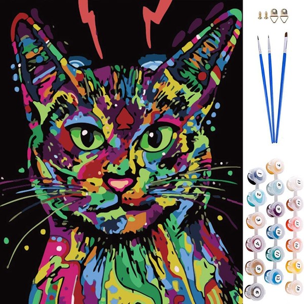 ABEUTY Painting by Numbers Colourful Cat Cute Animal DIY Oil