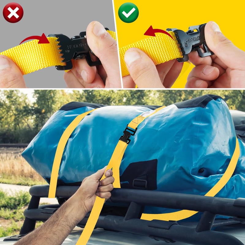 MELOTOUGH 4Pk 1" x 12ft Lashing Strap with Alligator Thumb