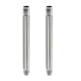 GeilSpace 1/2" x 10" Stainless Steel Pipe Nipple, Set of 2, Fits Standard 1/2" NPT Threaded Pipes and Fittings