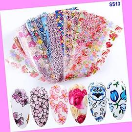 10pcs 20x4cm Rose Flower Love Valentine Day Nail Foil Transfer Sticker Ss47 for Nails Design Nail Art Stickers Decals Supplies Manicure Tips Sticker Colorful for Nail Decorations