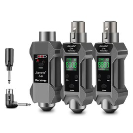 UHF Wireless XLR Transmitter & Receiver, Dynamic Microphone Adapter, 8 Hours Use Time, 16 Channels, 164 Feet Range, Dark Gray, Suitable for Bass, Guitar, Audio Mixer, PA System