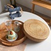 Round Rattan Tray, Hand Woven Serving Tray with Handles, Wicker