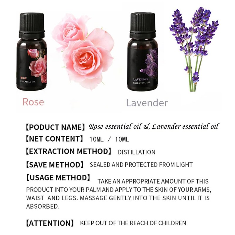 Rose Lavender Essential Oil Set, Lavender Rose Oil for Diffuser,