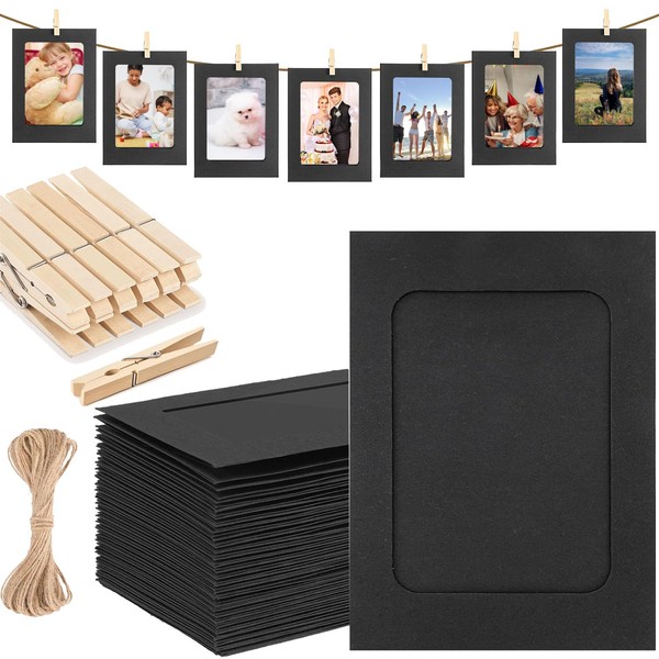 skantany 10pcs Paper Picture Frames 4x6'', Black Paper Photo Frames