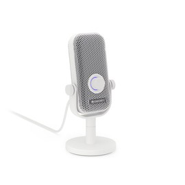 ENDORFY Solum Voice S Onyx White, Gaming Microphone PC, Podcast Microphone, Streaming Microphone, RGB Lighting, USB Microphone Plug & Play, Tap to Mute Button, GAIN Control, Cardioid Characteristic,