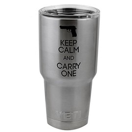 Keep Calm and Carry One Firearm Pistol Vinyl Sticker Decal for Yeti Mug Cup Thermos Pint Glass (4" Wide - Decal ONLY, NO Cup)