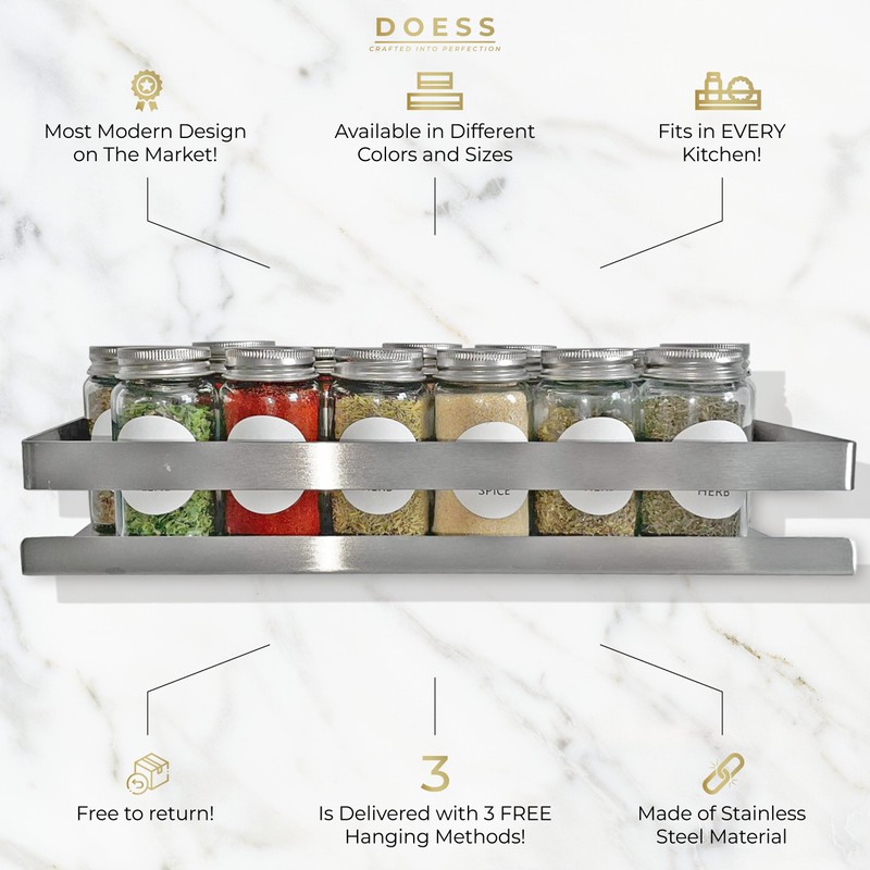 DOESS Spice Rack- Kitchen Rack-Hangable Kitchen Rack-Kitchen Cabinet Organizer-Spice Jar