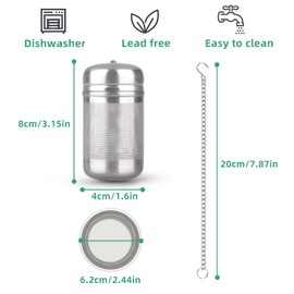 HONZUEN Tea Infuser,304 Stainless Steel Tea Strainers for Loose Tea Fine Mesh,Loose Leaf Tea Defusser Filter with Lid Chain Hook and Drip Tray for Hanging on Teapots Cups Mugs(2 Pcs)