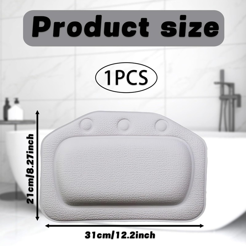 1 Waterproof Bath Cushion for Head and Neck, Bath Pillow,