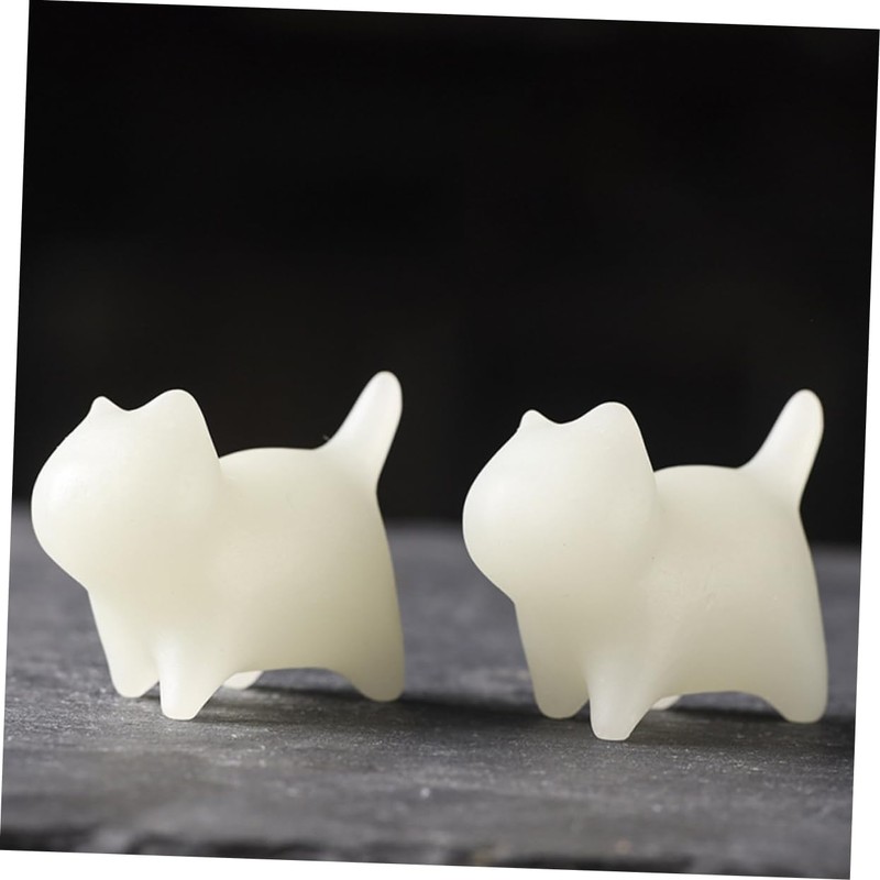BIUDECO Glowing Stone Cat Figurine Creative Glow Dark Cat Statue