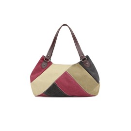 CORIOS Women's Handbag Multi-Colour Stripes Shoulder Bag Canvas Tote Bag Large Capacity Tote Bag Vintage Handbag for Travel Work Shopper, purple