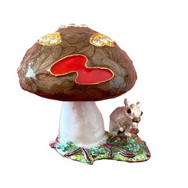 JFYSJ Mushroom Squirrel Trinket Box Vintage Metal&Crystal Jewelry Storage Enameled Decorative Box Ring Earrings Jewelry Organizer Gift Box for Girl Women