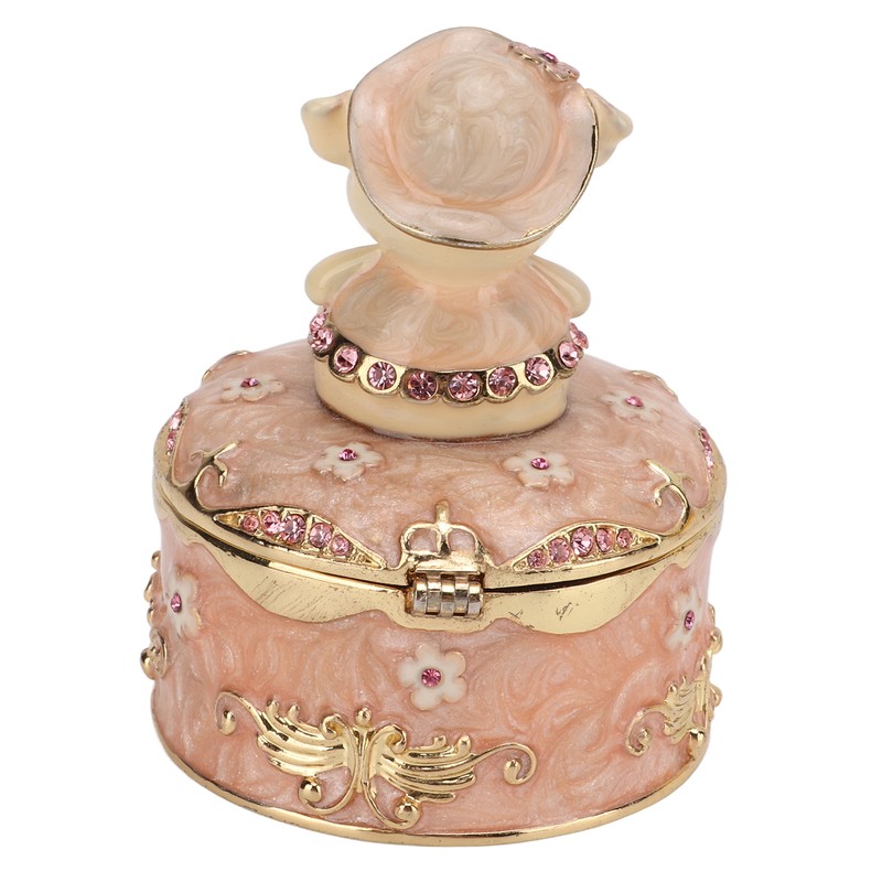 Pig Hinged Jewelry Box Hollow Design Cute Appearance Hand Painted