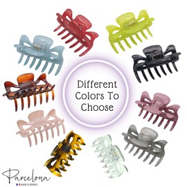 Parcelona French Classic - Juego de 2 pinzas de celuloide pequeñas de 2.5 pulgadas, agarre antideslizante, cubierta de resorte, pinzas de pelo duraderas, accesorios para el cabello para mujeres, fuerte sujeción, hechas en Francia (azul claro-verde limón)