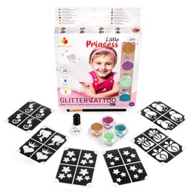 Little Princess - Girls Temporary Glitter Tattoo Set for Kids - Cosmetic Quality, Made in EU